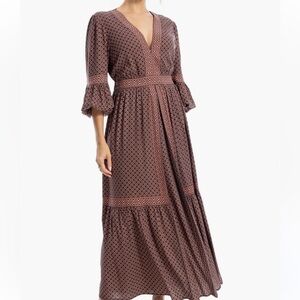 Max Studio Burgundy and Black Long Sleeve Dress, NWT